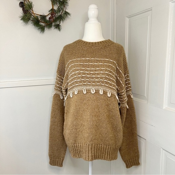 Elsamanda Sweaters - Anthropologie Elsamanda Wool Alpaca Chunky Knit Pullover Sweater in Oatmeal